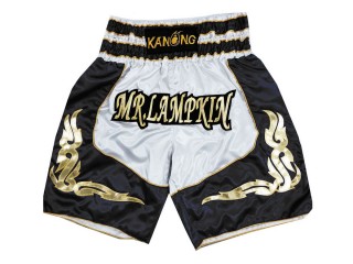 Shorts Boxe Anglaise Personnalisé : KNBXCUST-2043-Blanc-Noir